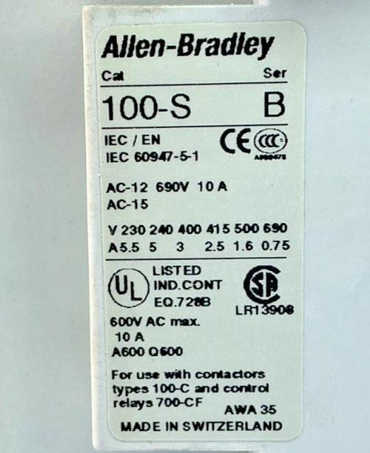 New Allen Bradley 100-C85B10 Ser A Contactor 3-Poles 1 NO Aux 440/480V 100C85*00