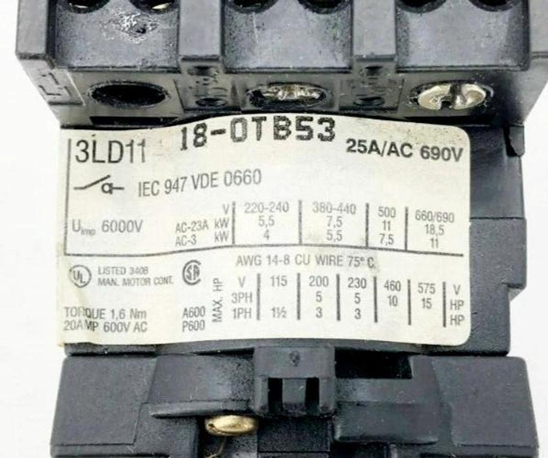 New Siemens 18-OTB53 Main Emergency Disconnect 25A 690VAC