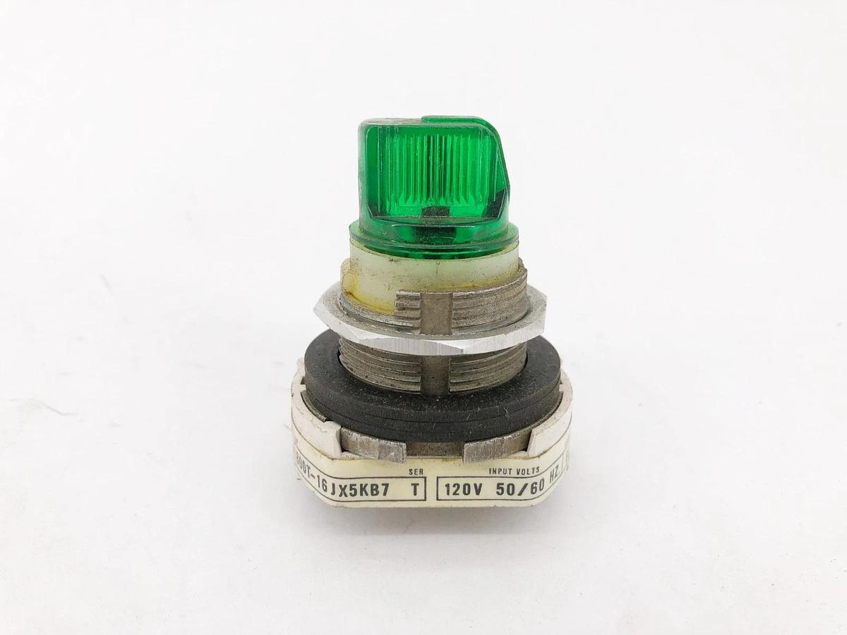 Used Allen Bradley 800T-16JX5KB7 Green Selector Switch Spring Return Right Left Maint