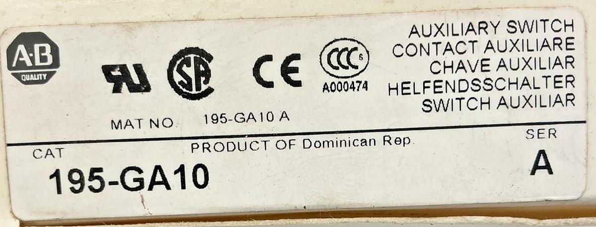 Lot of 2 New Allen Bradley 195-GA10 Ser A Auxiliary Switch Contact 10A 600VAC