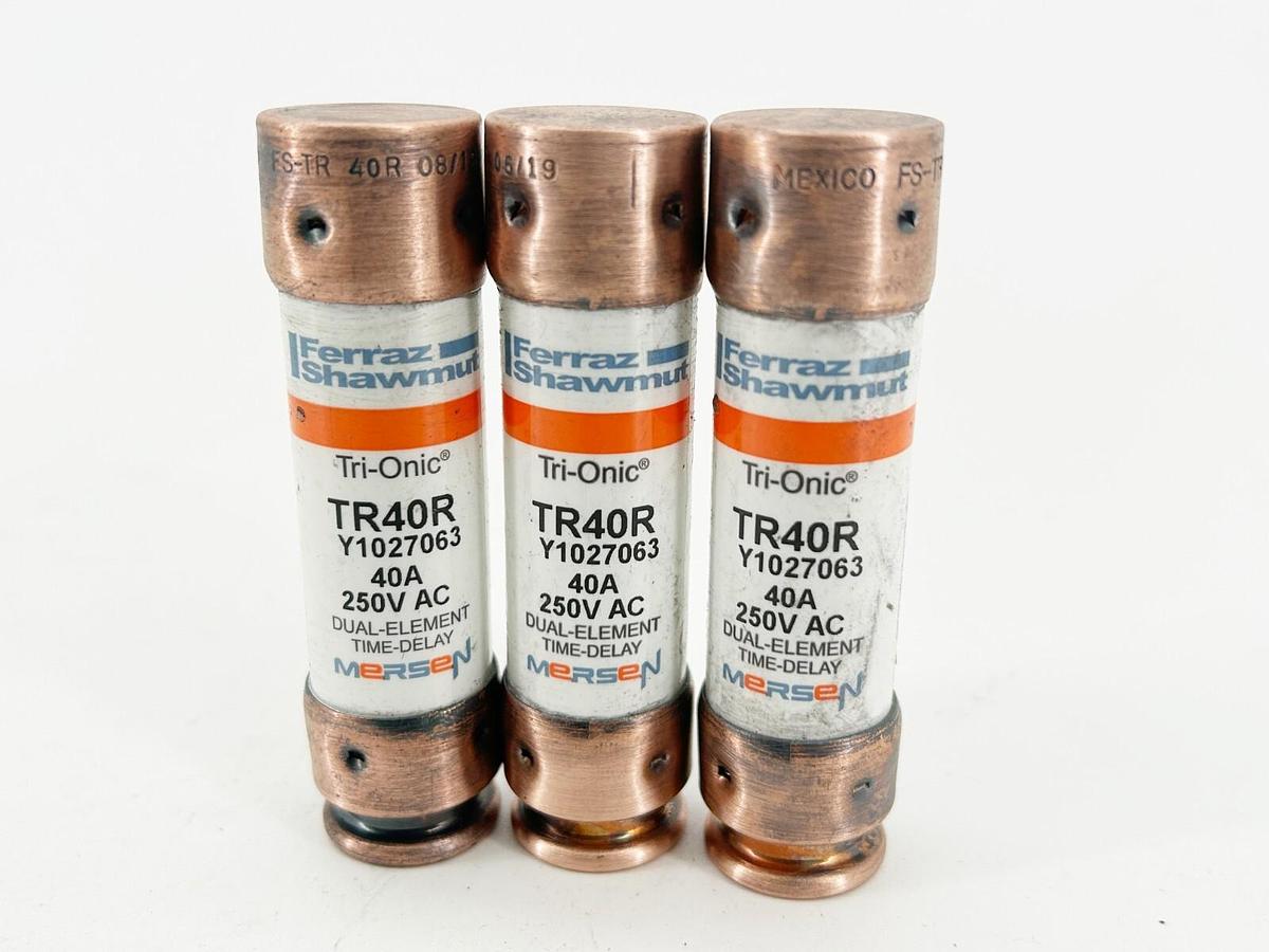 New Lot of 3 Ferraz Shawmut TR40R Dual Element Time Delay Fuse 40A 250V