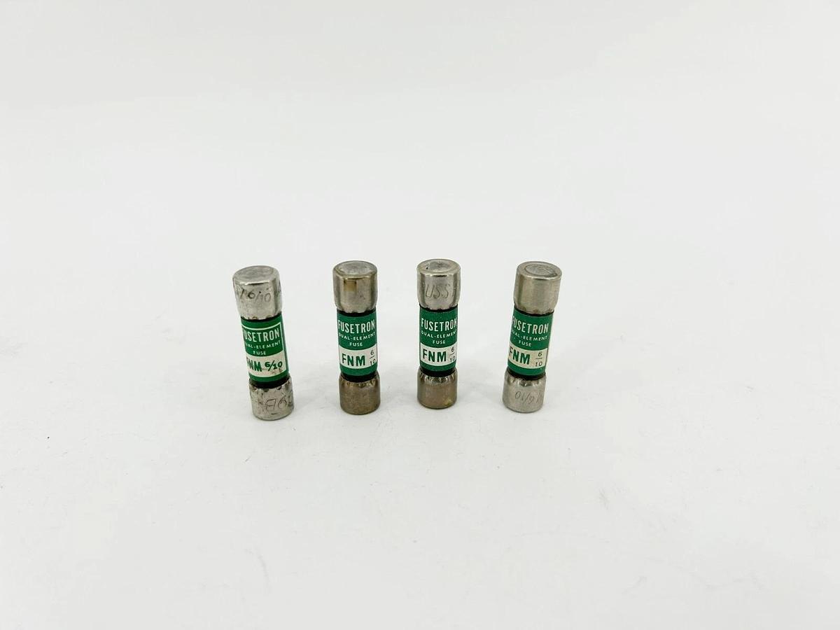 Lot of 4 New Fusetron FNM6/10 Fuses, 0.6A 250VAC