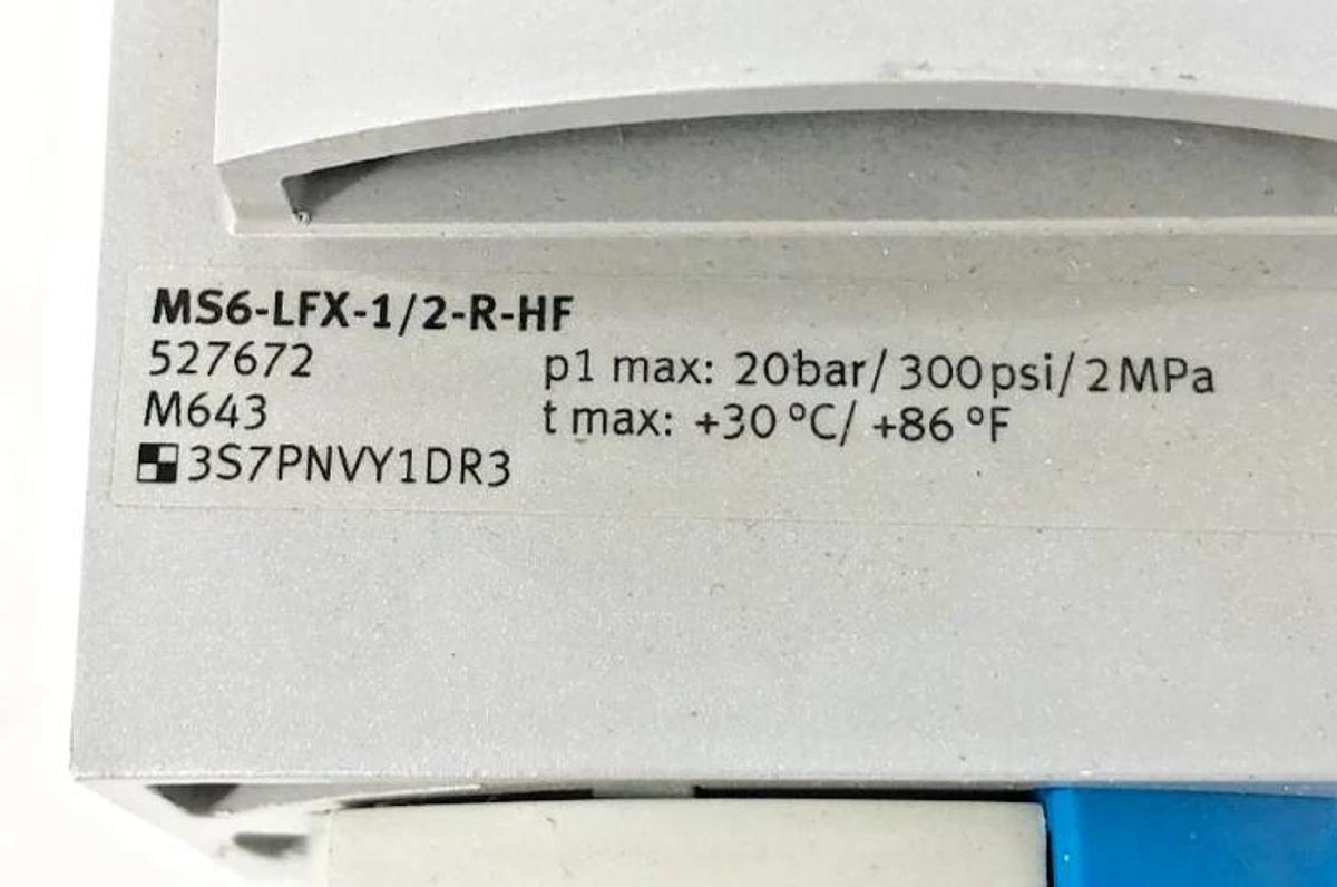 New Festo MS6-LFX-1/2-R-HF Pneumatic Filter 300psi 527672 - No Box