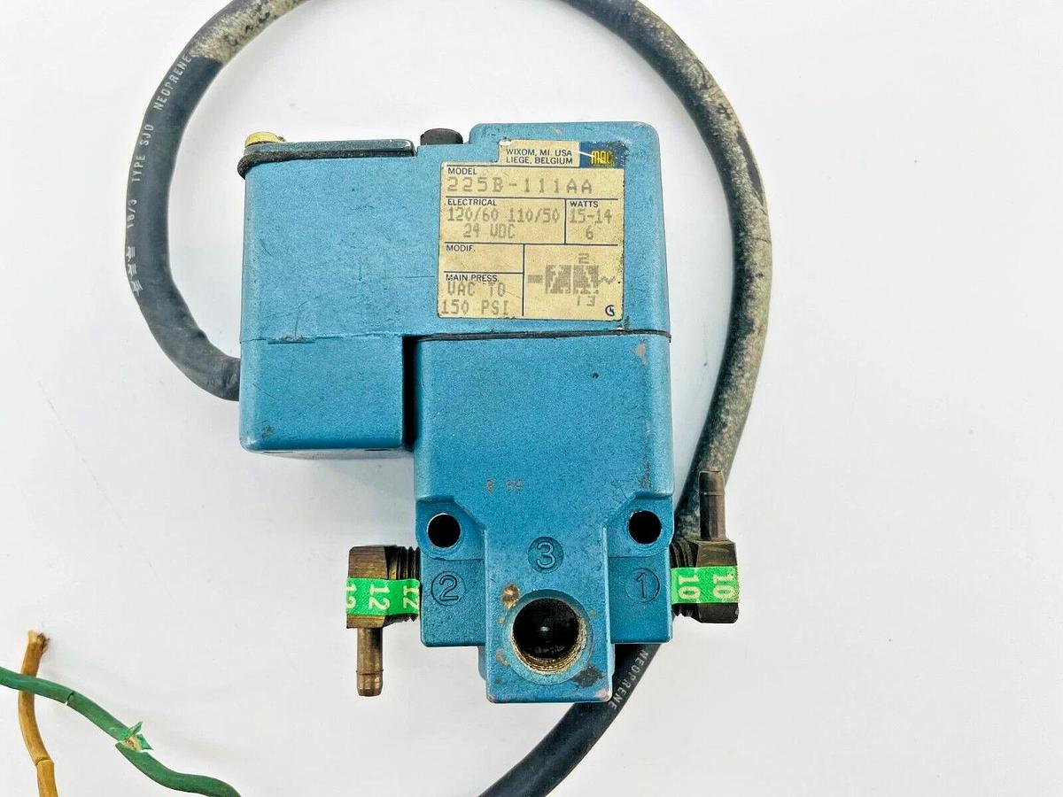 Used Mac Valves 225B-111AA Solenoid Valve 110/120V