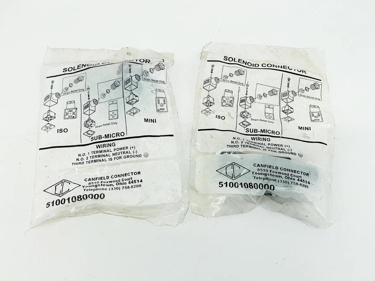 New Lot of 2 Canfield 343978-001 Sub-Micro Solenoid Connector