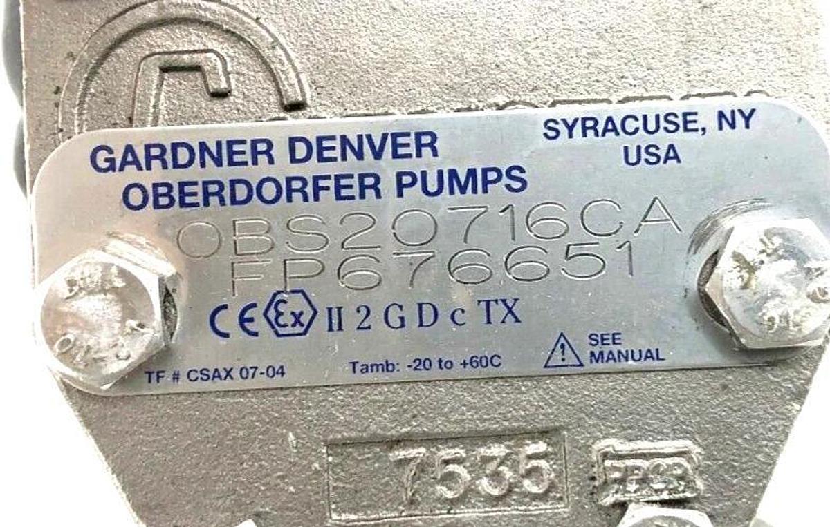 New Gardner Denver Oberdorfer OBS20716CA Gear Pump