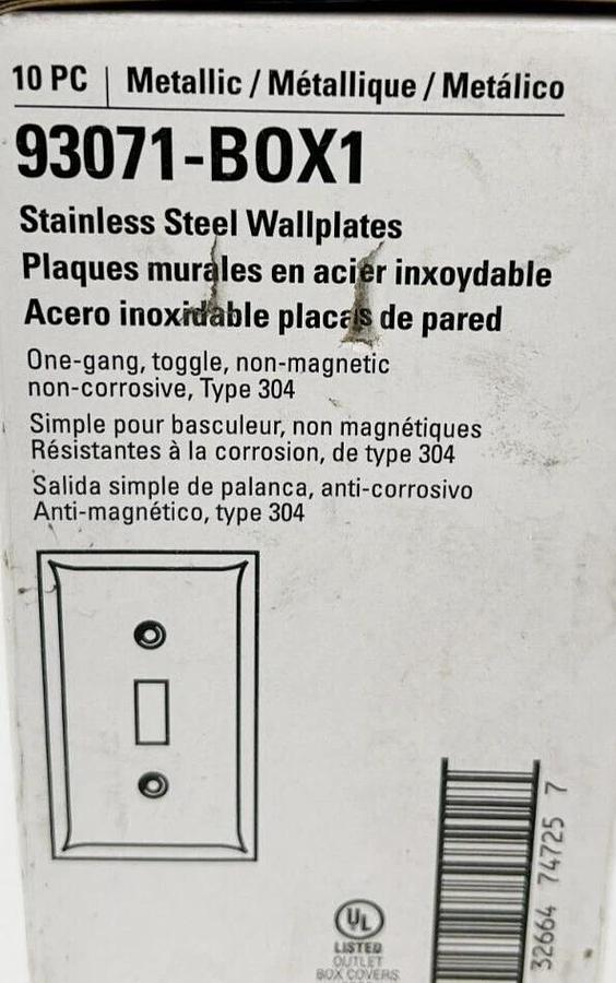 New Eaton 93071-BOX1 Stainless Steel Wallplates Box of 10