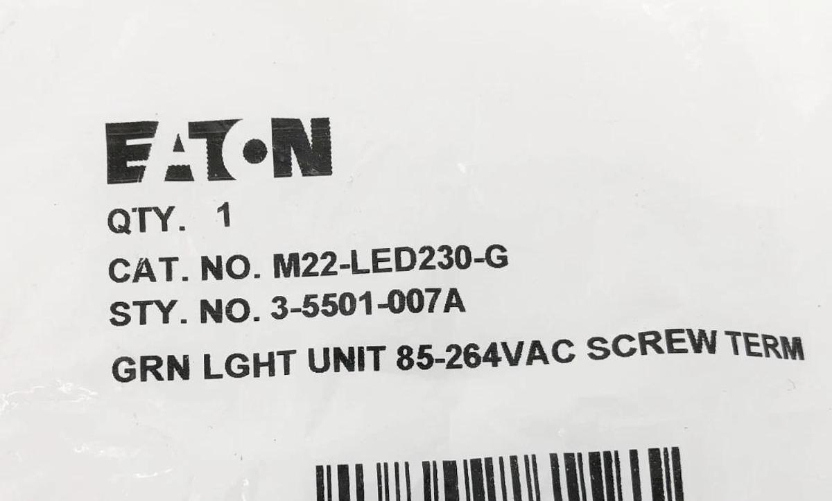 Lot of 3 New Eaton M22-LED230-Green LED Pilot Light Modules 85-264VAC