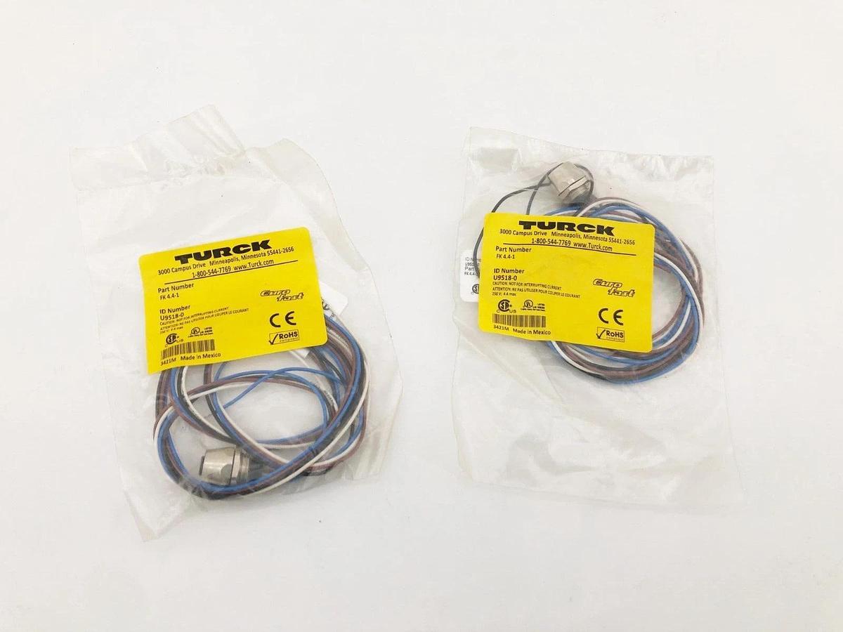 Lot of 2 New Turck FK 4.4-1 Receptacles U9518-0