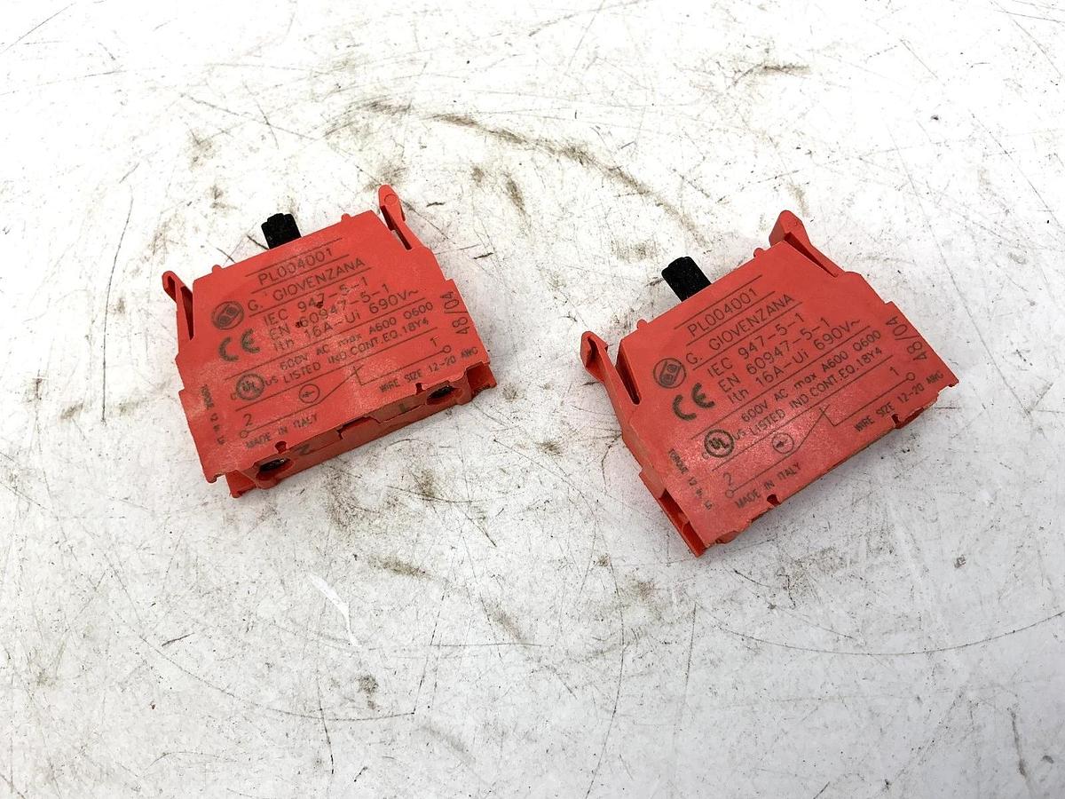 Lot of 2 New Giovanzana PL004001 Contact Block 600VAC