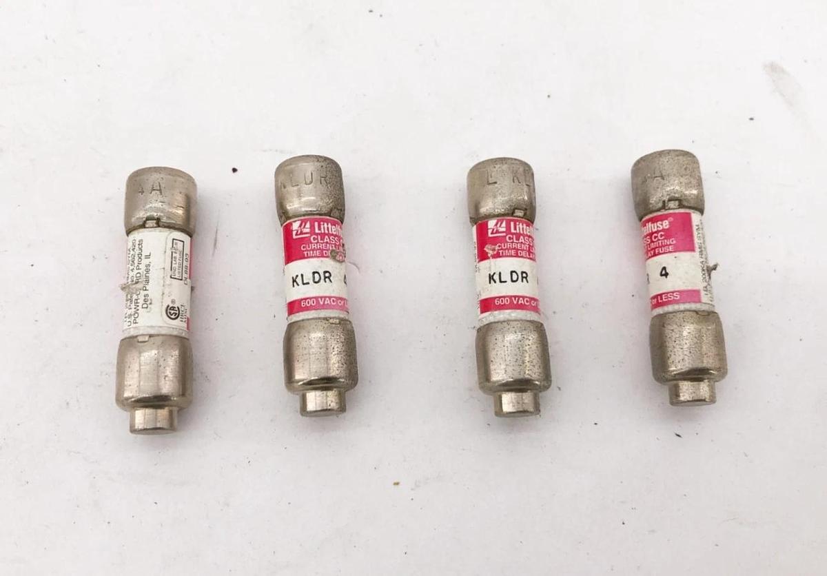 Lot of 4 New Littelfuse KLDR-4 Fuses 4A 600V Class CC - No Box