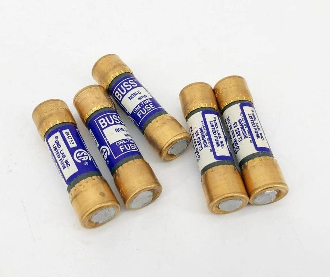Lot of 5 New Bussmann NON-5 Fuses 5A 250V Class K5