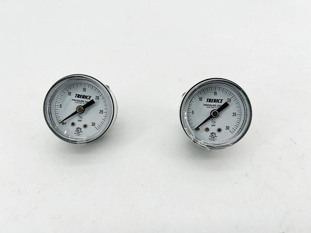 Lot of 2 New Trerice 800B1501BA30 Pressure Gauges 800B 1-1/2" 0-30psi 1/8" CBM