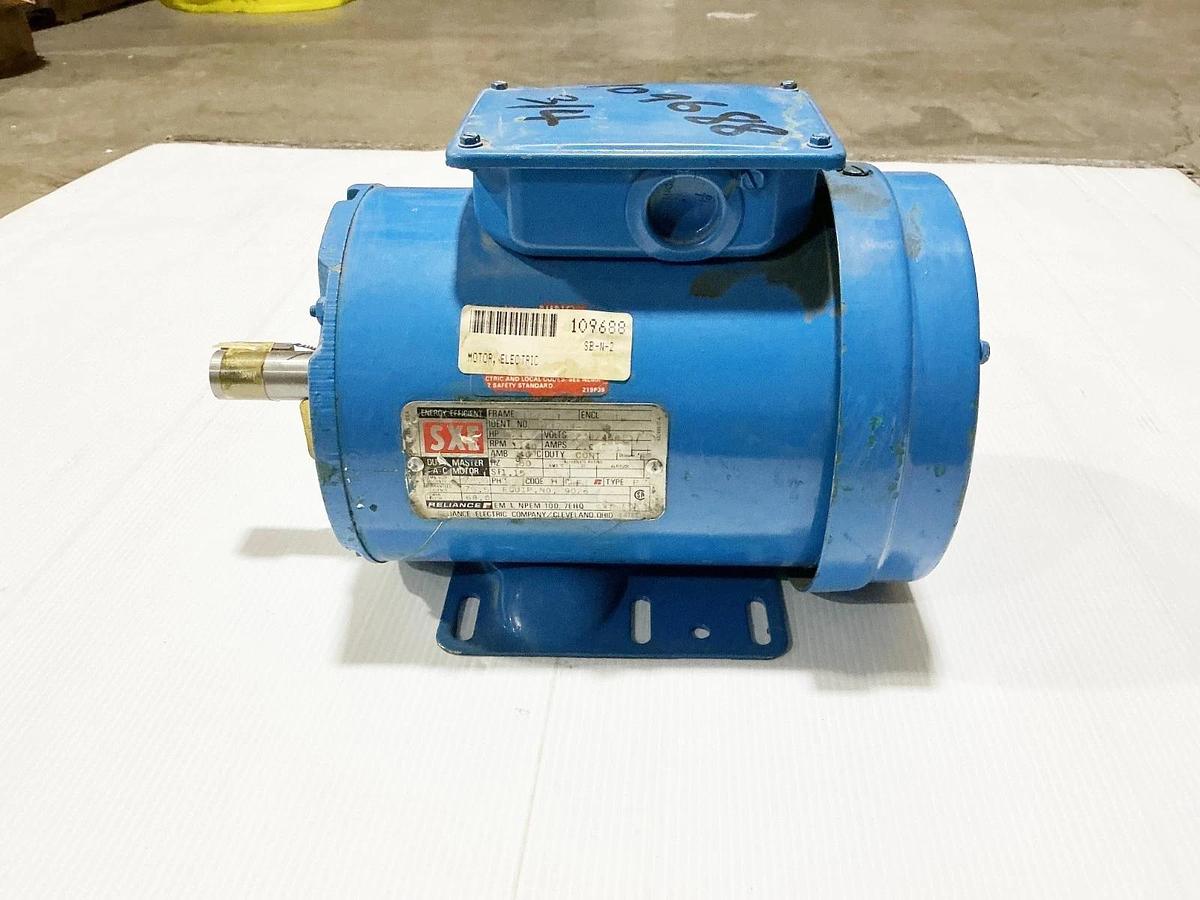 Used Reliance 9147-99-7S Electric Motor 575V 1140RPM 3/4HP 2.6A FK143T Frame