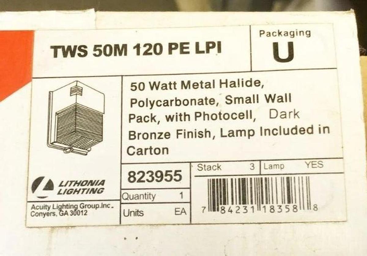 New Lithonia TWS-50M-120-PE-LPI Polycarbonate Wallpack 120V 50W