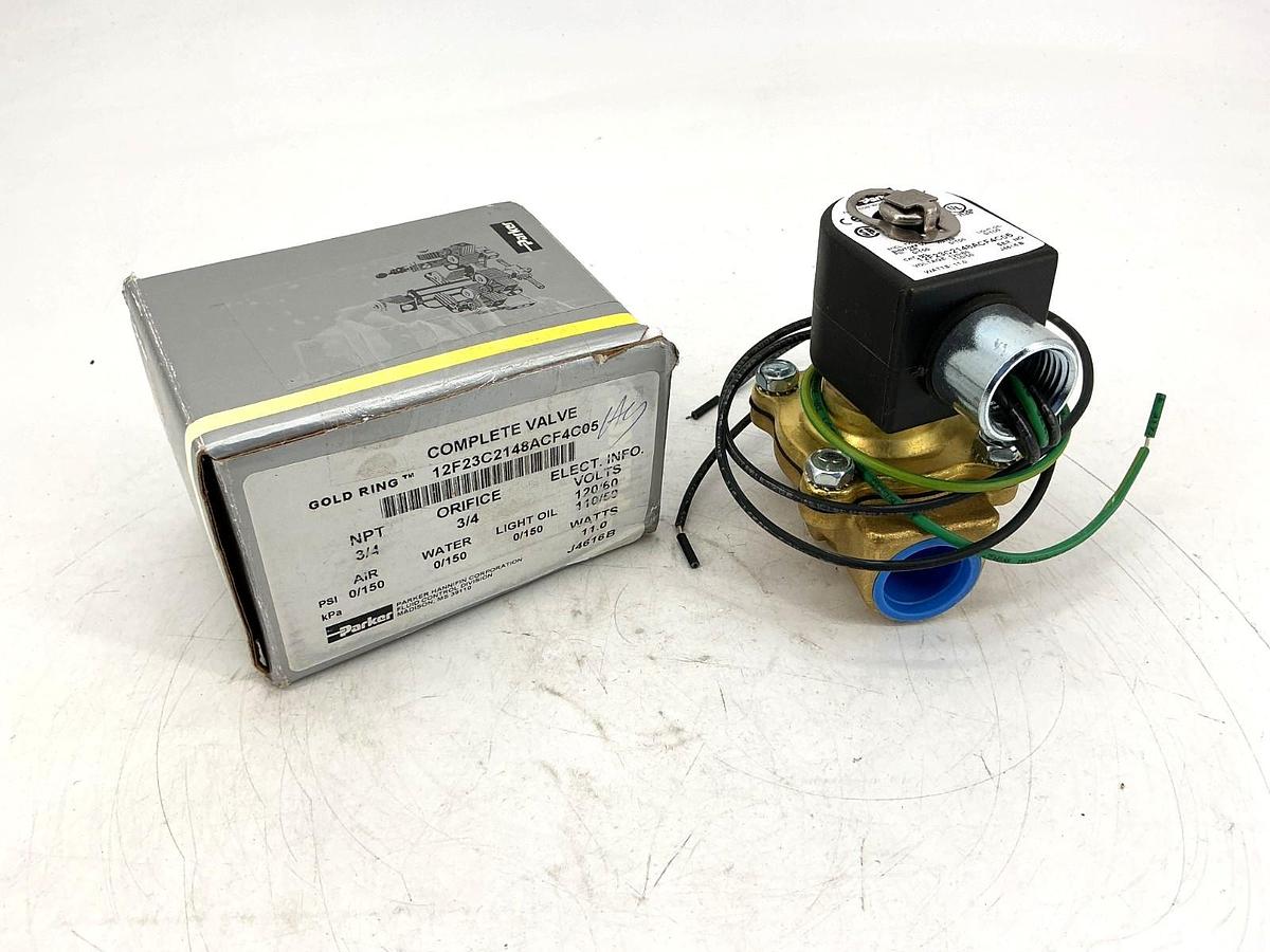 New Parker 12F23C2148ACF4C05 Complete Solenoid Valve 3/4NPT 3/4Orifice 11W 120V