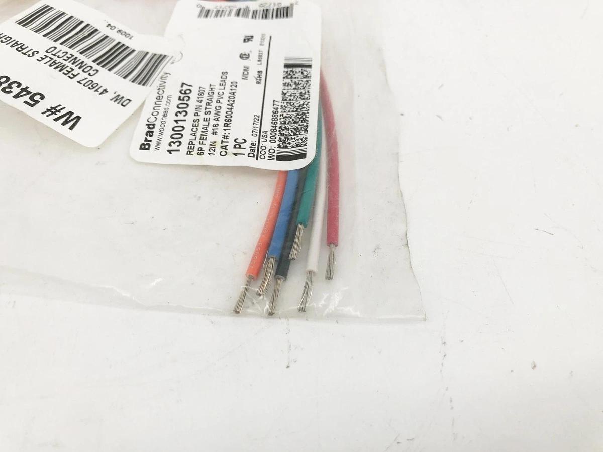 New Brad Connectivity 1300130567 Female Straight Receptacle 6P 12" #16 AWG
