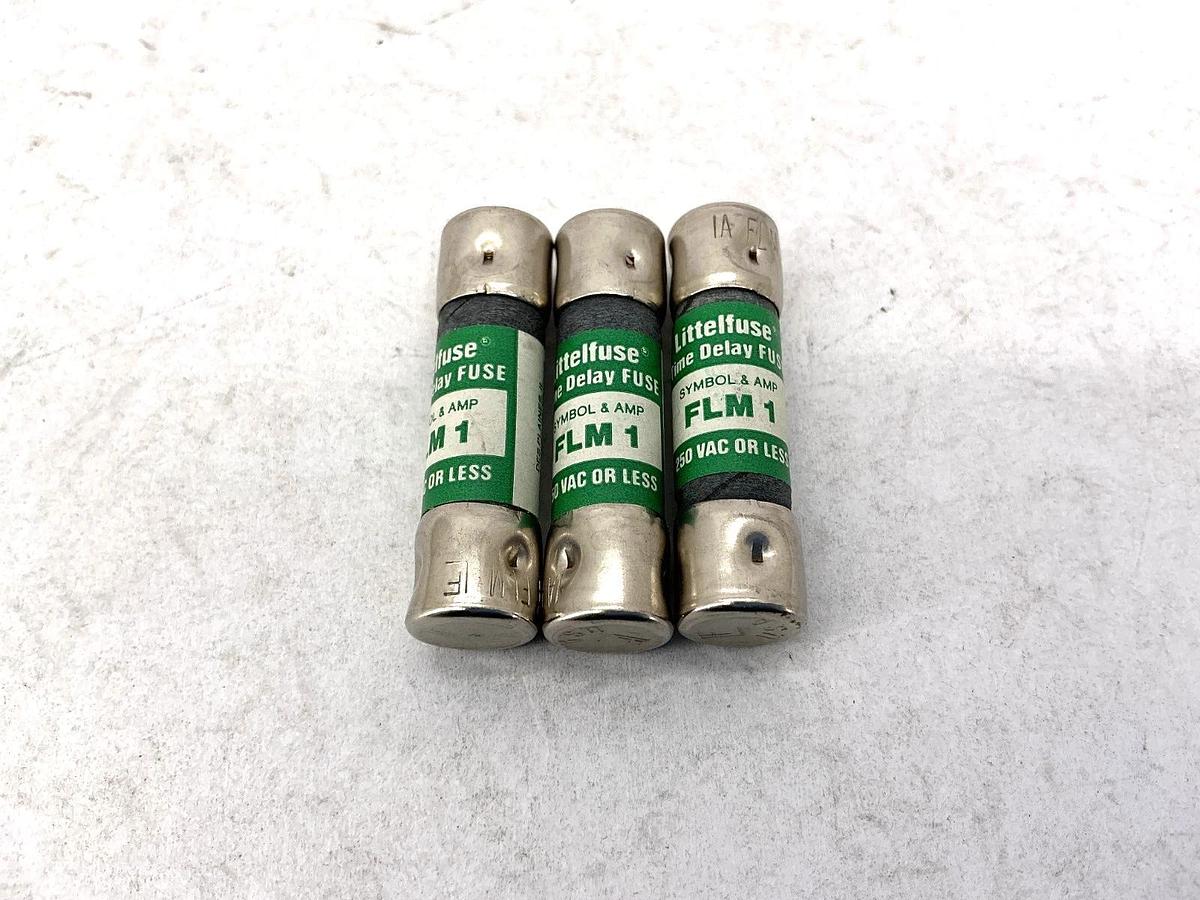 Lot of 3 New Littelfuse FLM-1 Time-Delay Fuse 1A 250V