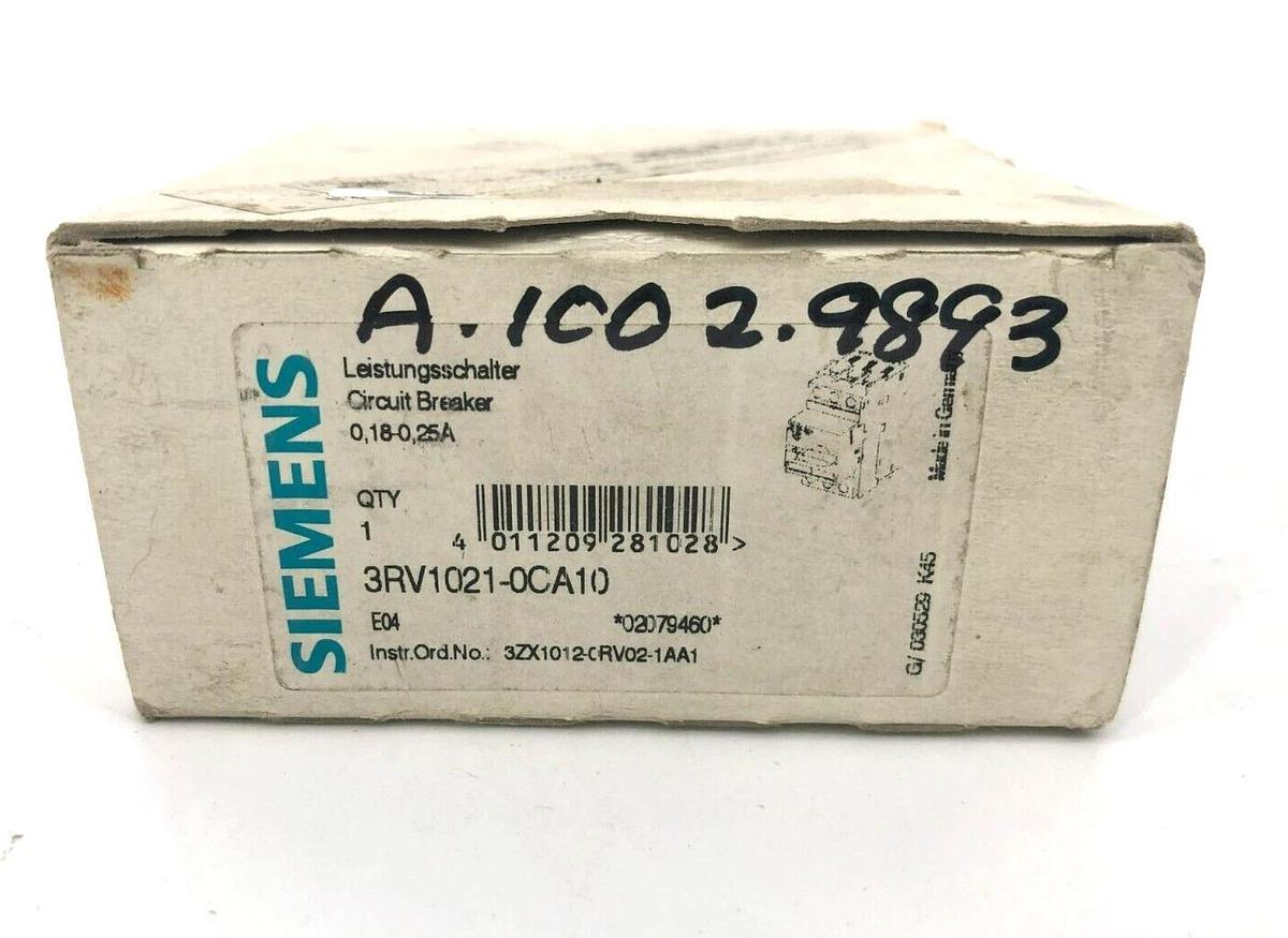 New Siemens 3RV1021-0CA10 Circuit Breaker