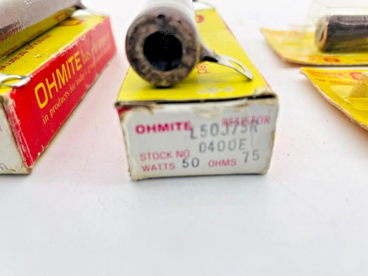 Lot of 4 New Ohmite Resistors D50K50R L50J75R L25J25K