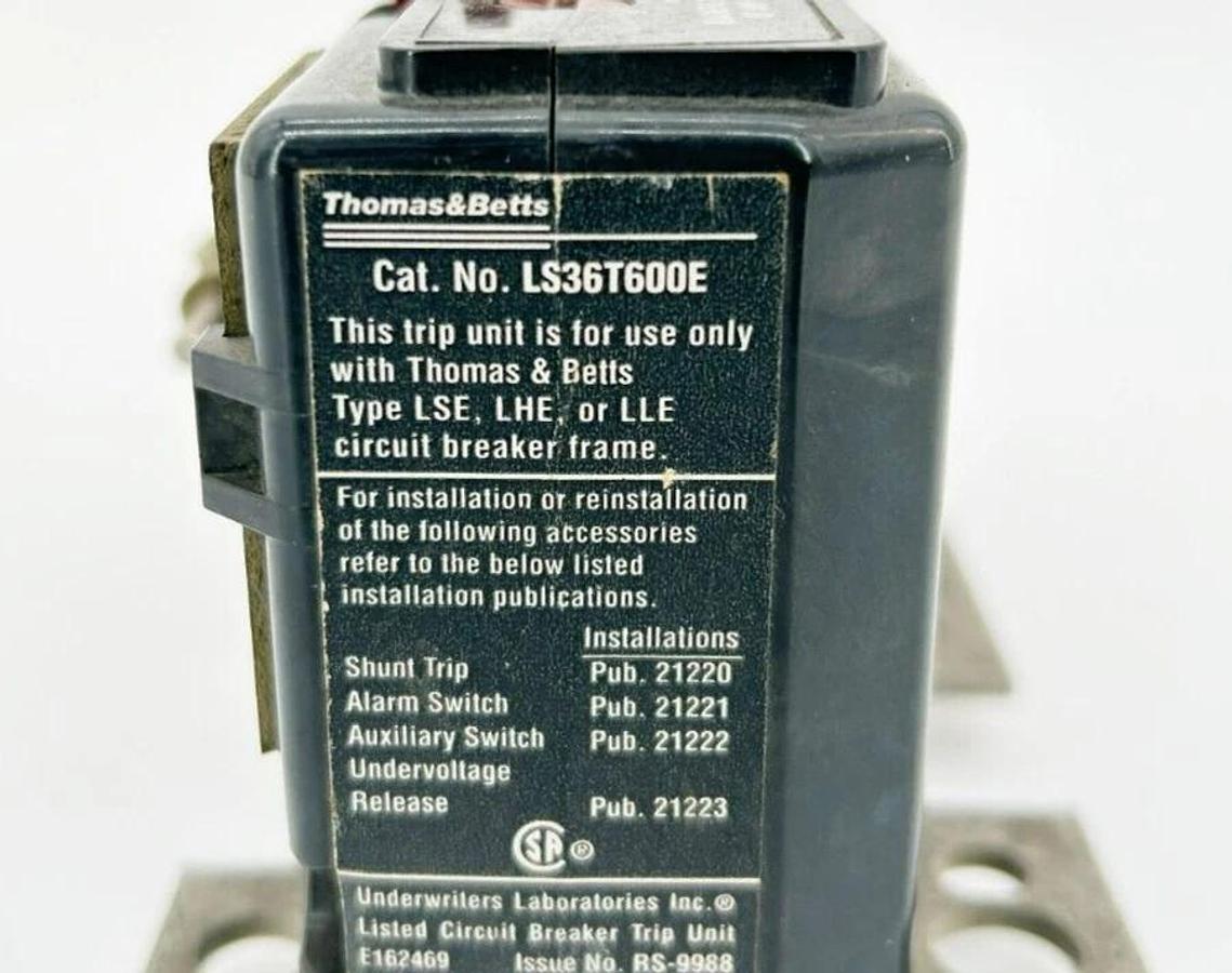 New Thomas & Betts LS36T600E Trip Unit, 600A, 3 Pole