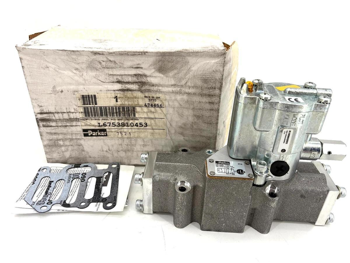 New Parker L6753810453 Single Solenoid Valve 3/8" 2-Position