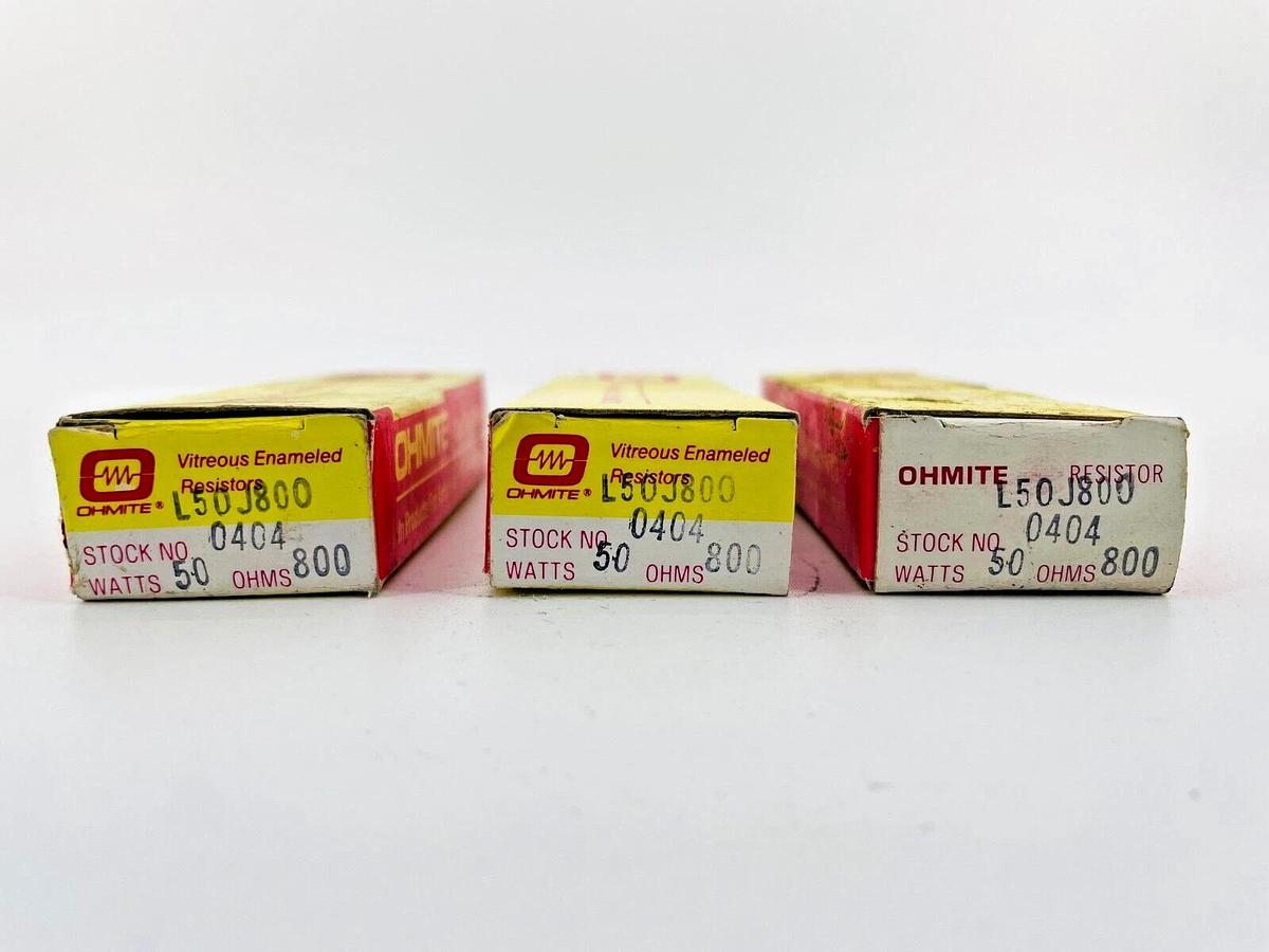 Lot of 3 New Ohmite L50J800 Wirewound Resistors 50W 800OHM