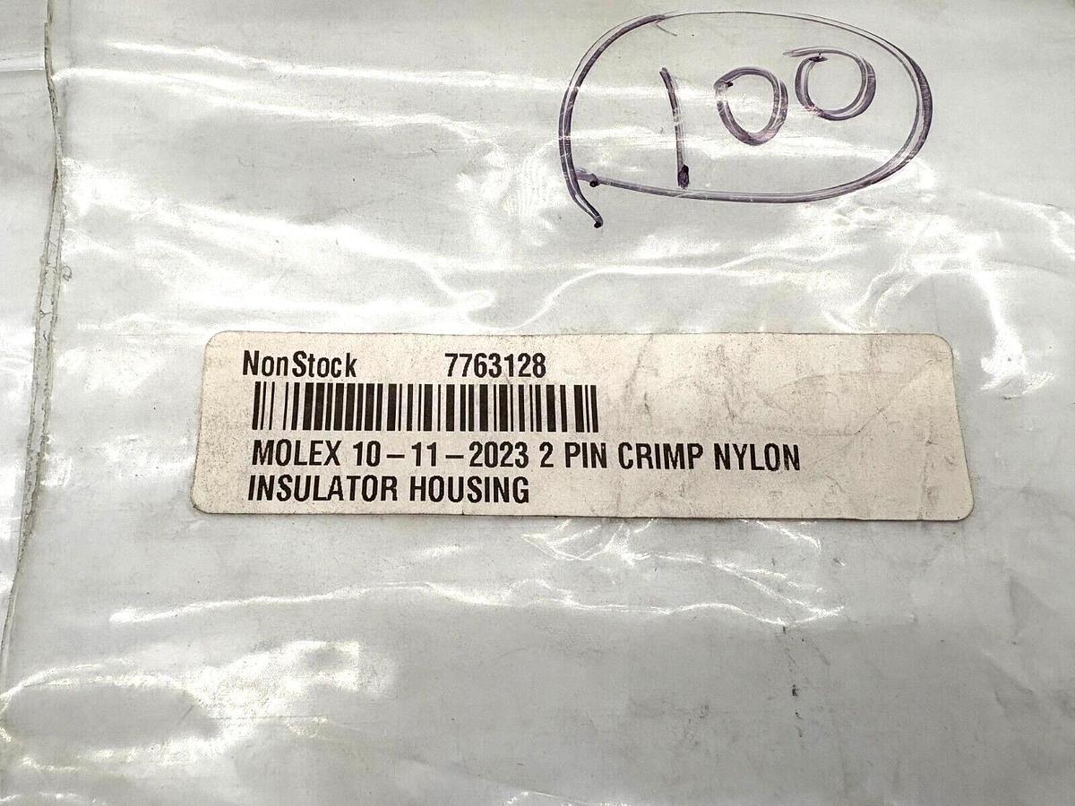 Lot of 600 New Molex 10-11-2023 2-Pin Crimp Nylon Insulator Housings 10112023
