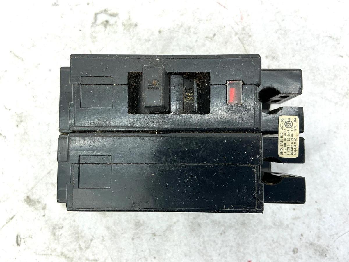 Used Lot of 2 Square D EH24015 Circuit Breaker Type EH4 2-Pole 15A 277/480VAC