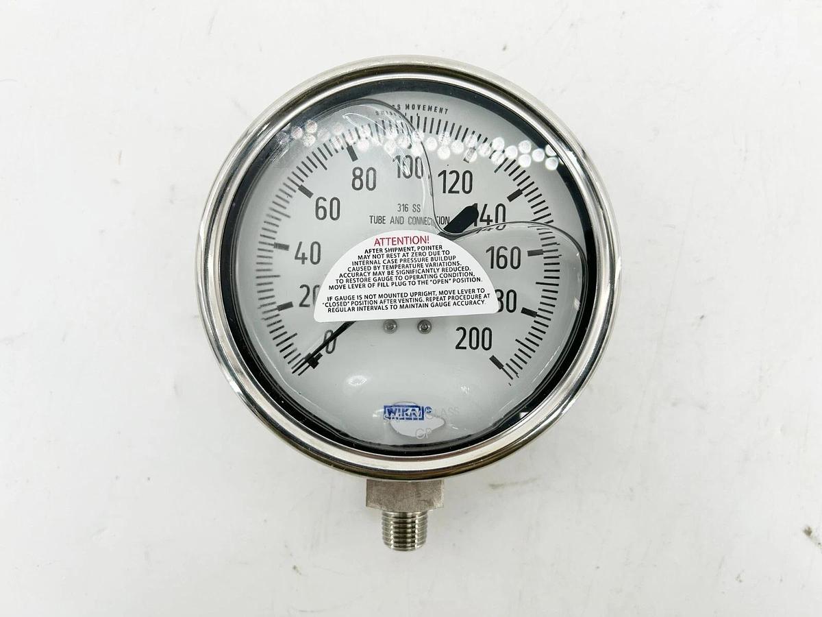 New Wika 9832399 Pressure Gauge 4" Dial 1/4" Thread 0-200PSI 316 SS