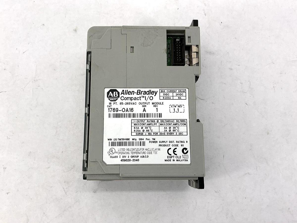 Used Allen Bradley 1769-OA16 Ser A Compact I/O Output Module 16PT 85-265VAC