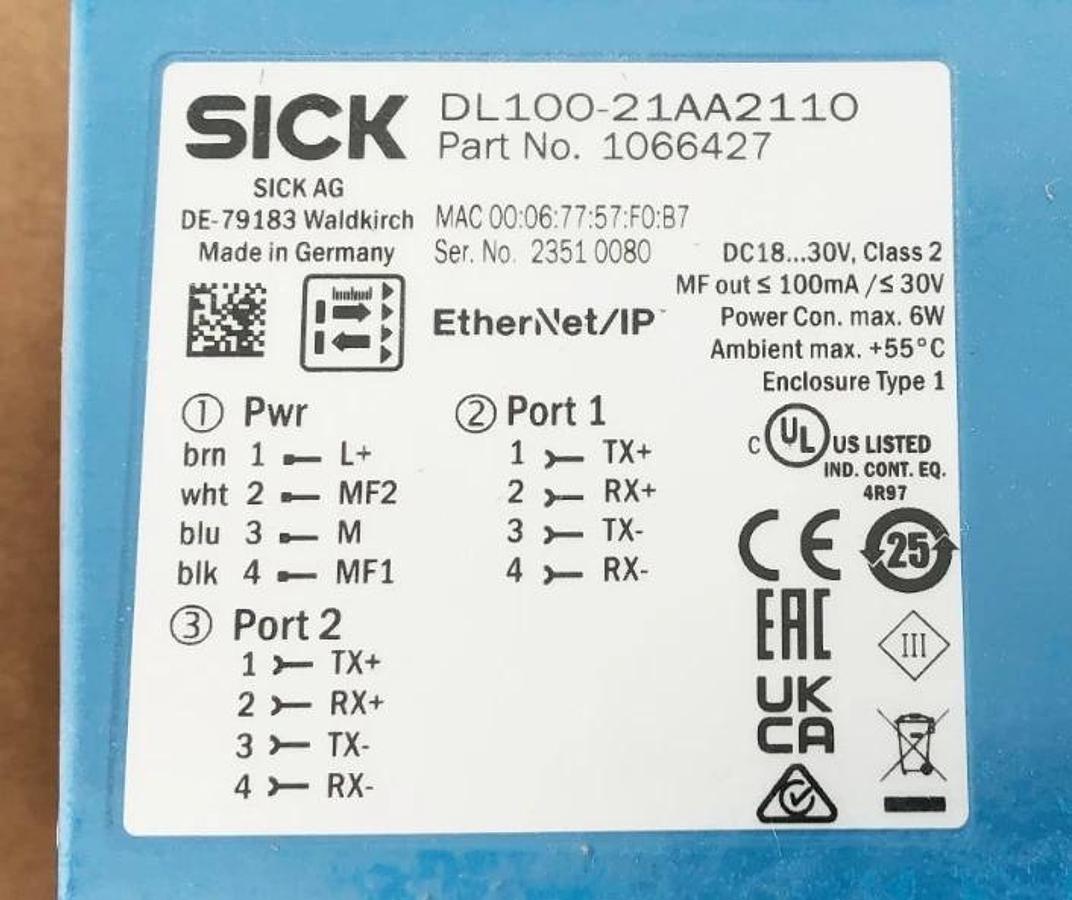 New SICK DL100-21AA2110 Distance Sensor 18-30VDC 100mA 1066427