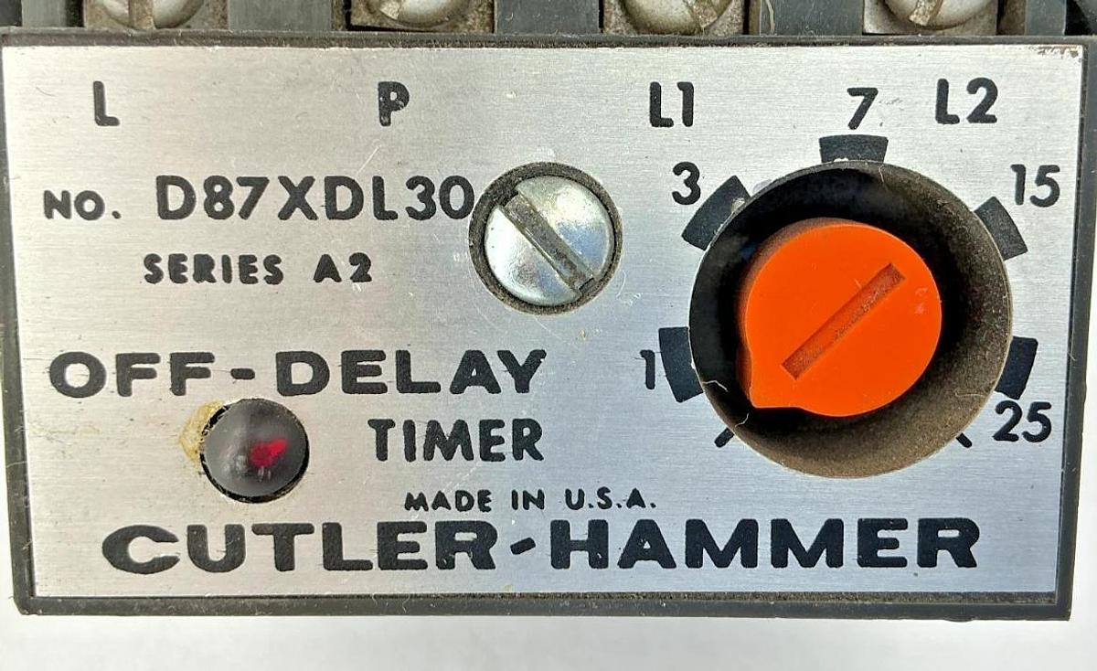 Used Cutler-Hammer D87XDL30 Ser A2 Off-Delay Timer 10A 120V 50/60HZ