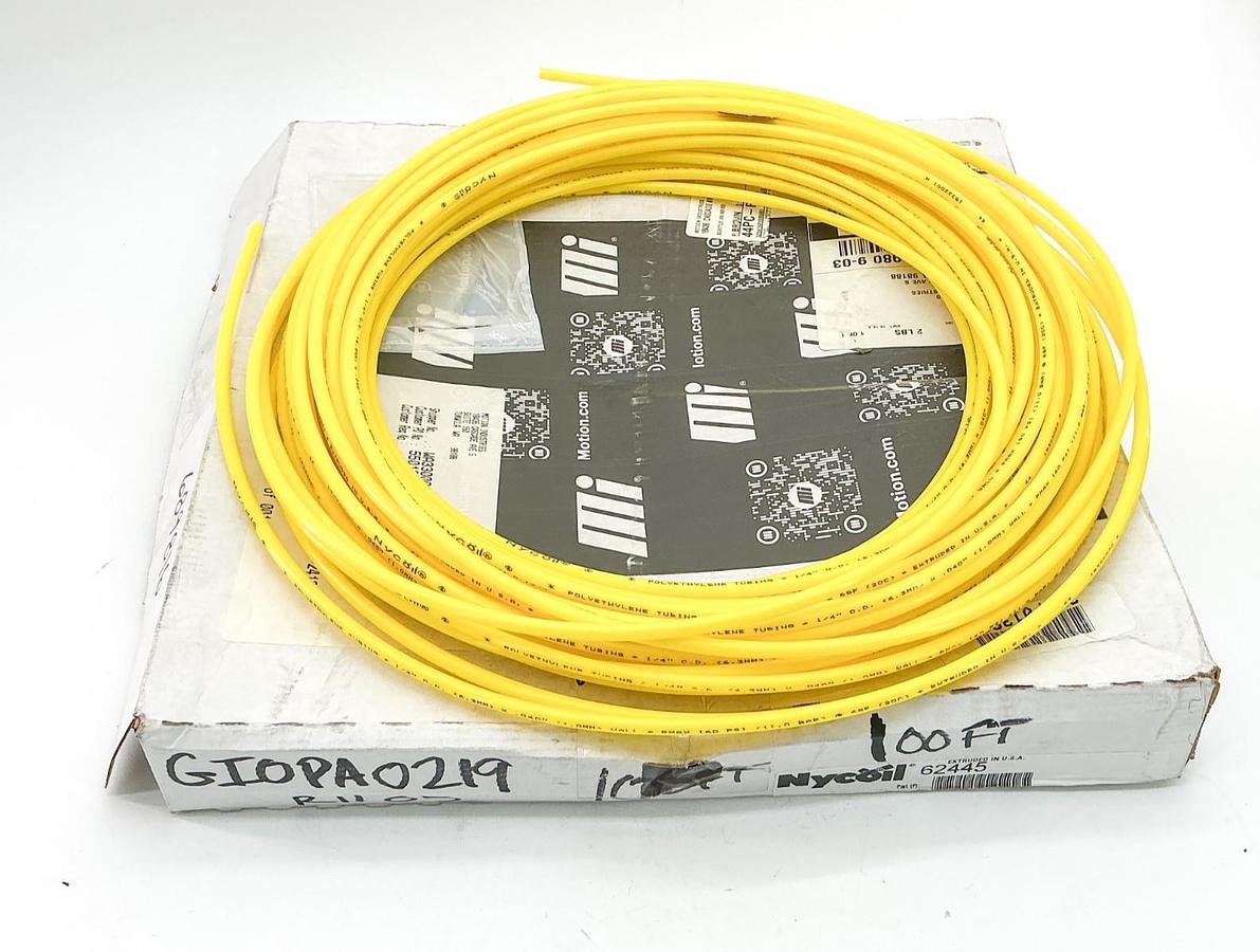 New Nycoil 62445 Yellow Tubing 1/4ODX.040 Wall P.E.Tube 100Ft