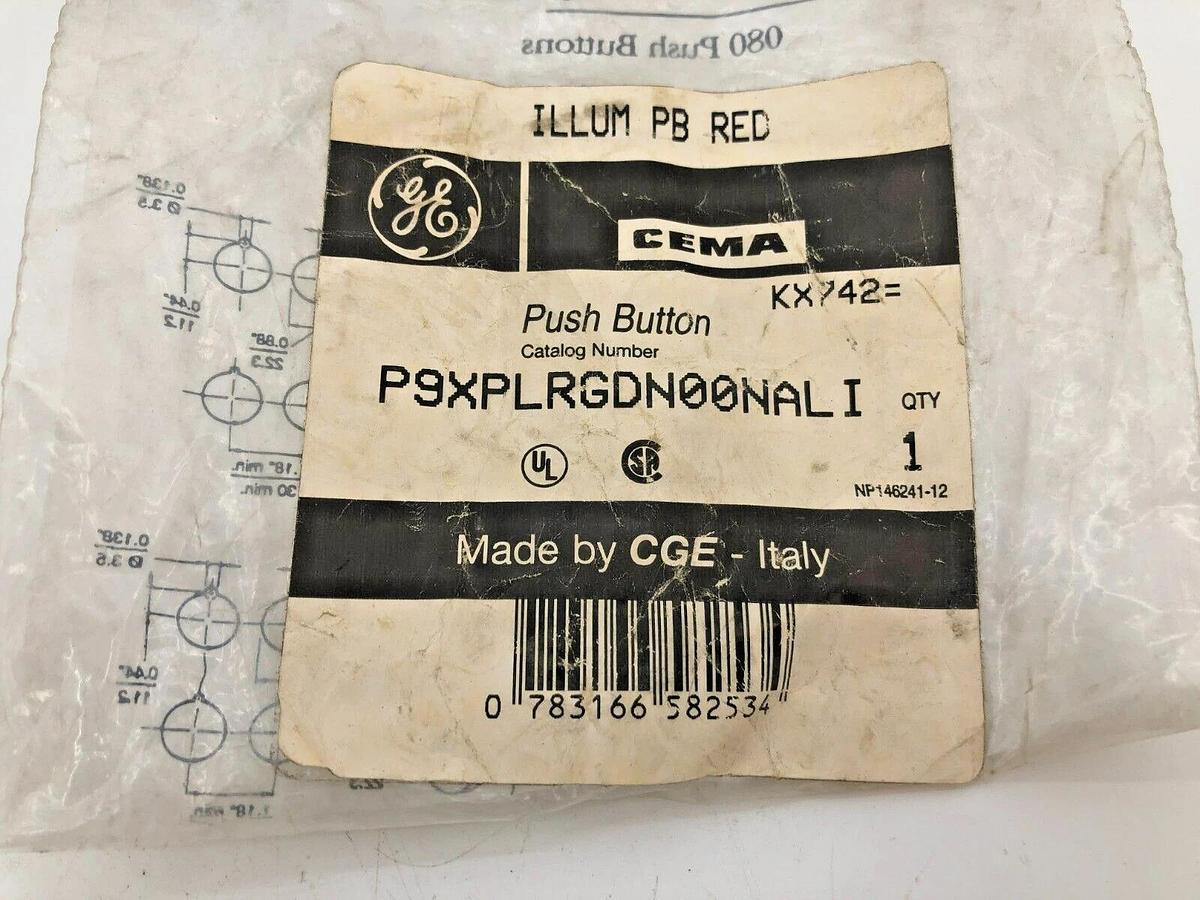 New GE General Electric P9XPLRGDN00NALI Illuminated Push Button Red P9PDNV0