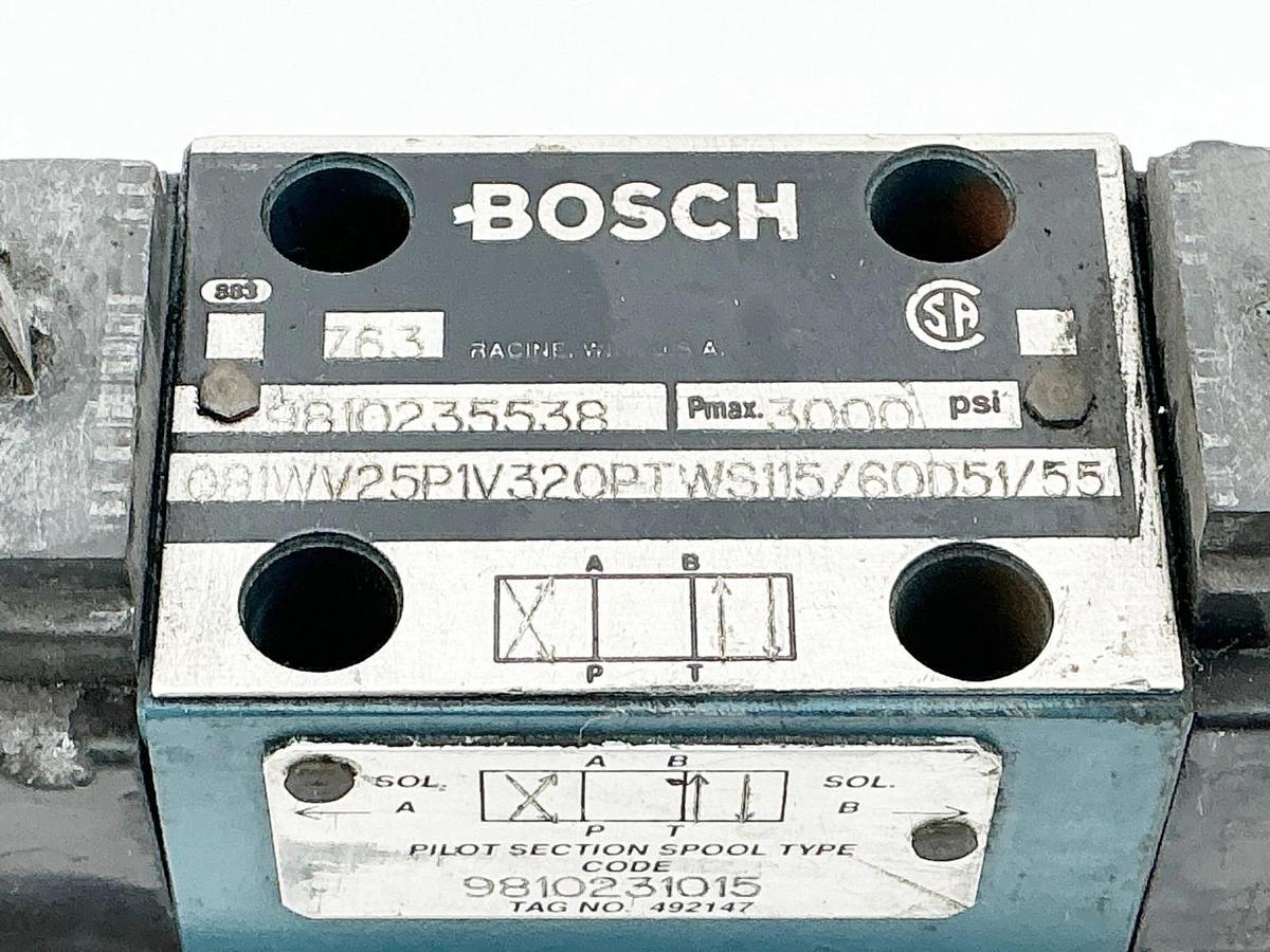 Used Bosch 081WV25P1V320PTWS115/60D51/55 Control Valve 3000PSI 9810235538