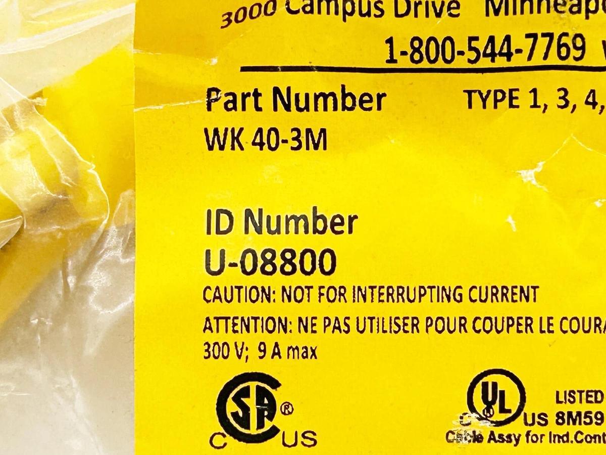 New Turck WK 40-3M Cordset Mini Fast 4Pin Pig Tail U-08800