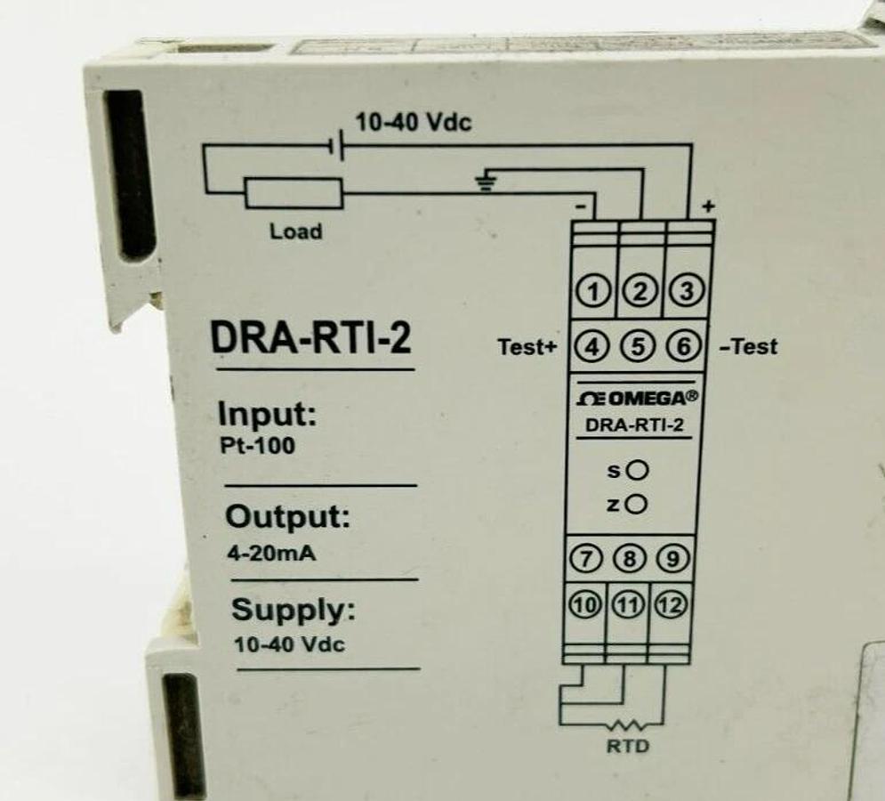 New Omega DRA-RTI-2 DIN Rail 2-Wire Temperature Transmitter, ,10-40VDC, 4-20mA