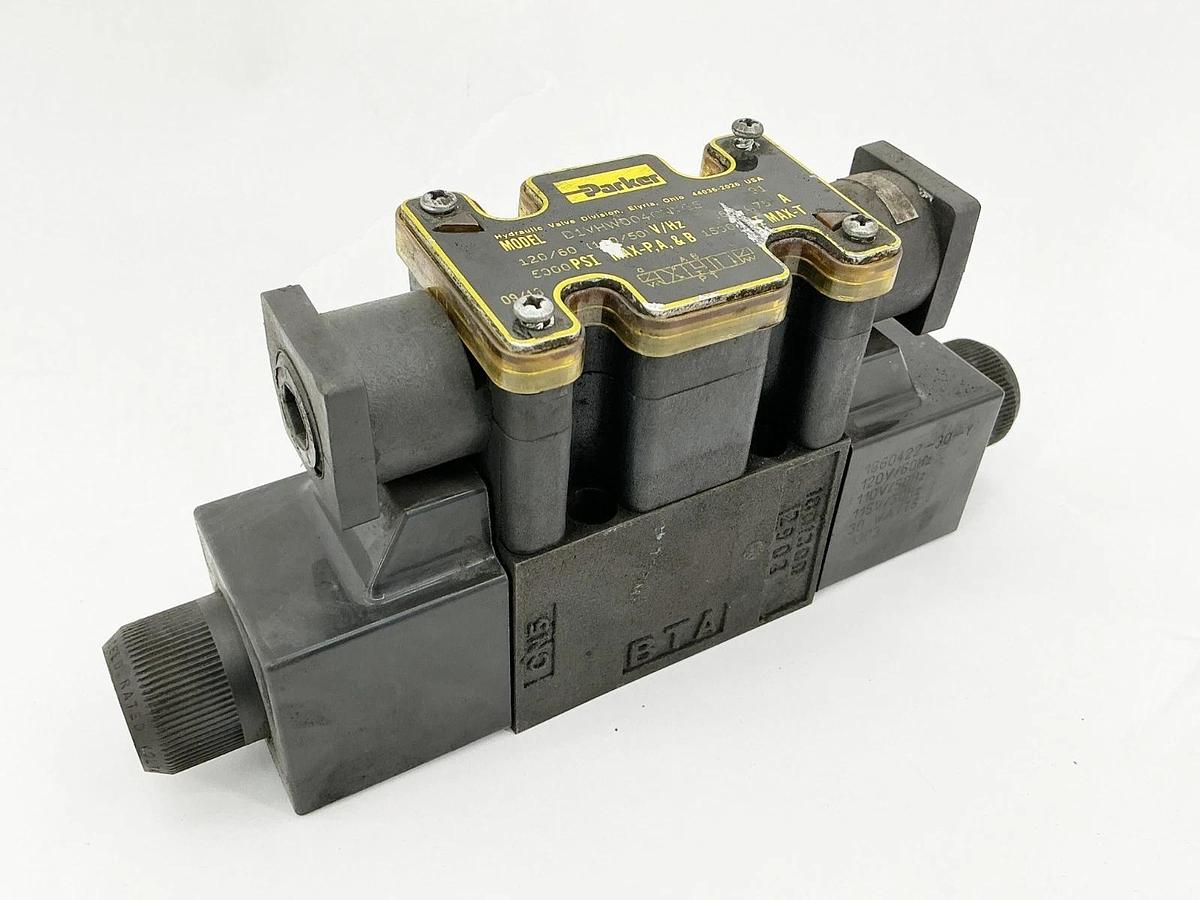 Used Parker D1VHW004CNYG5 Solenoid Valve 110/120V 50/60Hz 5000PSI 91