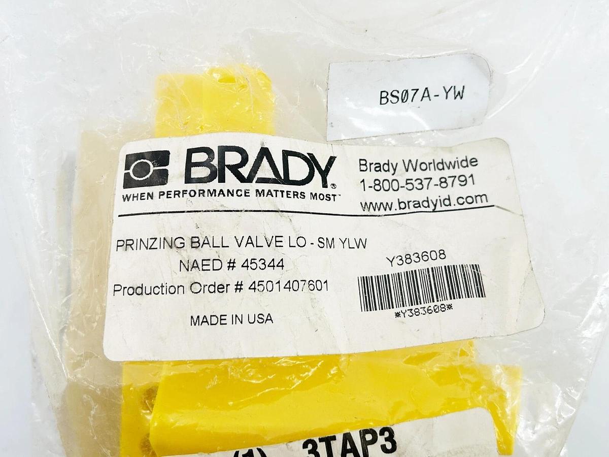 New Brady BS07A-YW Prinzing Ball Balve Lockout Yellow 1/2"-2-1/2"