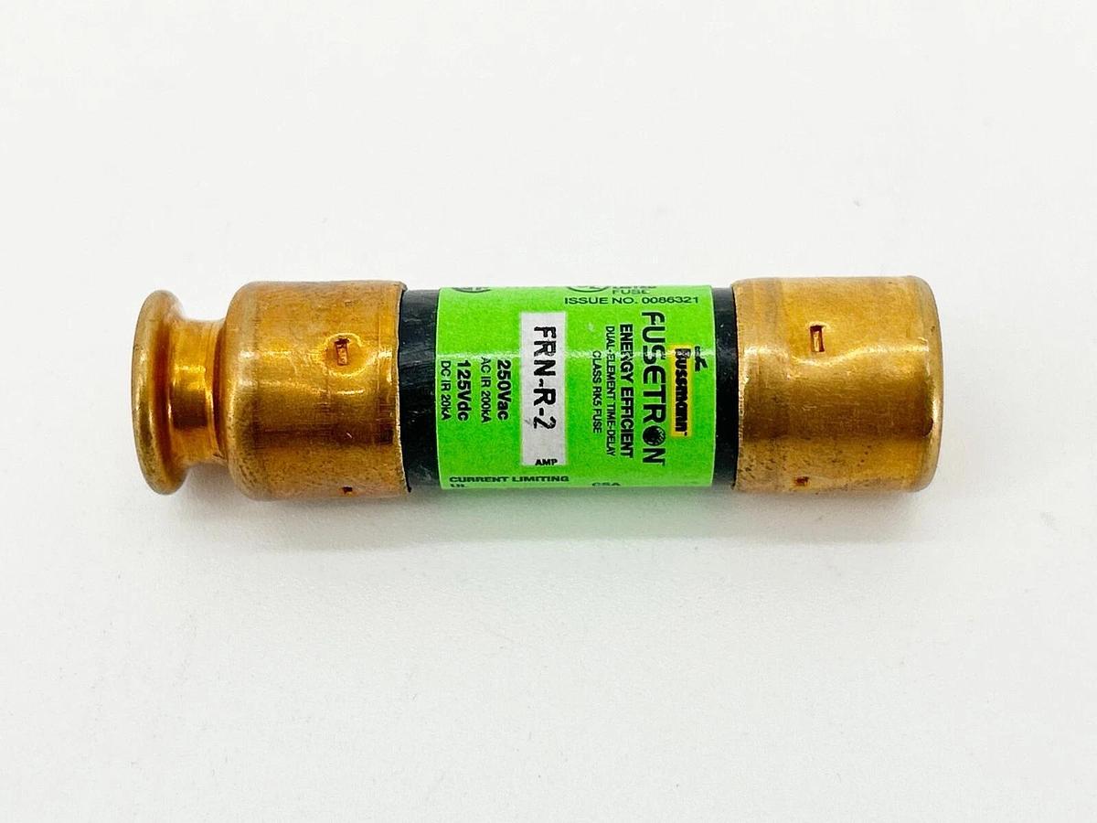 New Lot of 5 Bussmann FRN-R-2 Dual Element Time Delay Fuse 2A 250VAC 125VDC