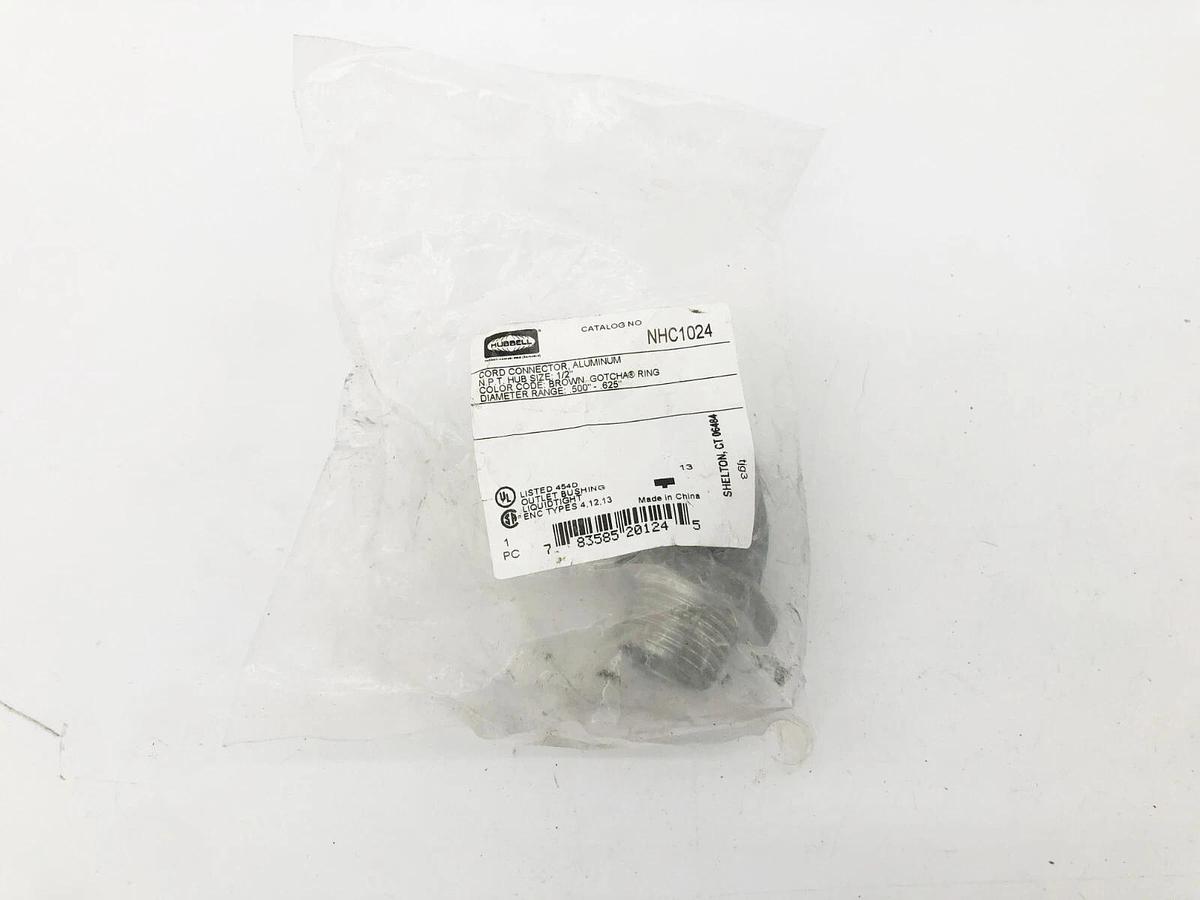 Lot of 2 New Hubbell NHC1024 Cord Connectors Aluminum 1/2" NPT .50"-.625" Brown