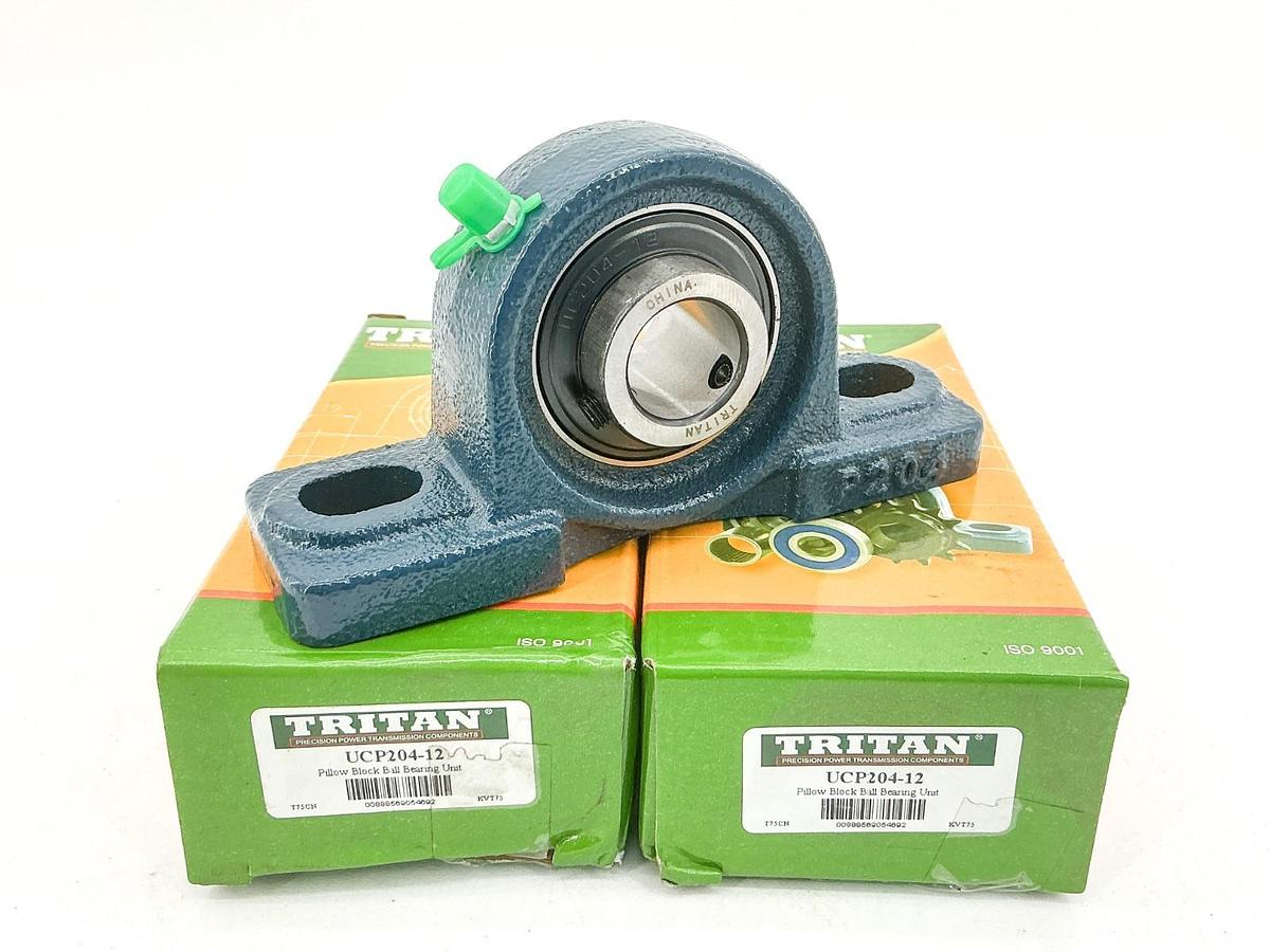 New Lot of 2 Tritan UCP204-12 Two-Bolt Pillow Block Bearing 3/4" Bore