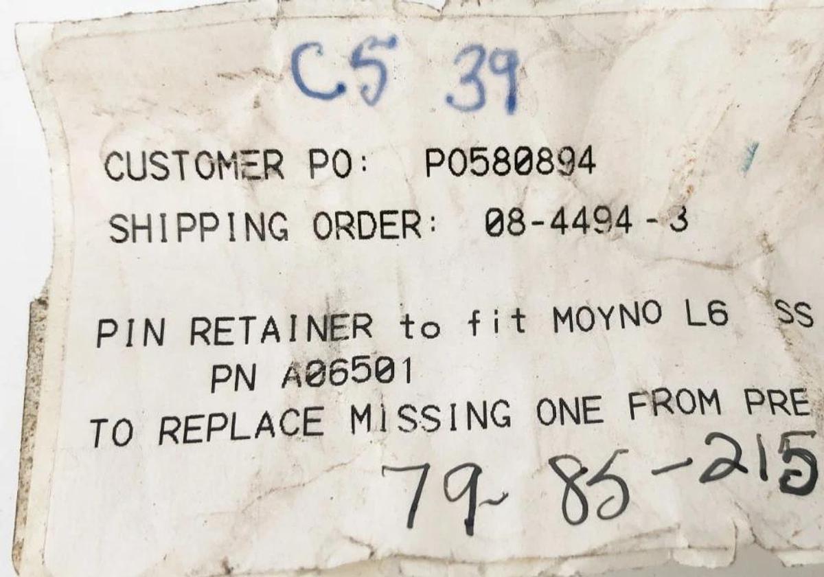New Moyno A06501 Pin Retainer for L6 Stainless Steel 3200479015 - No Box