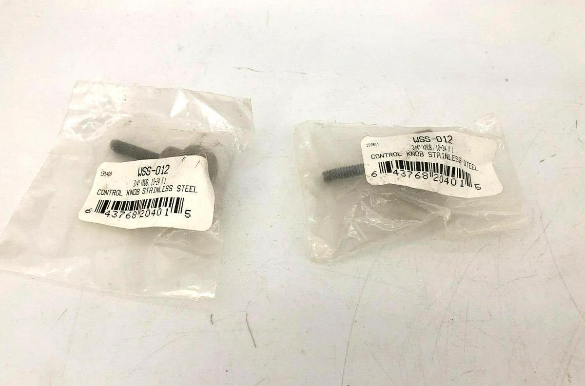 Lot of 2 New WSS-012 Stainless Steel Knurled Control Knobs 3/4" Dia. 10-24 x 1