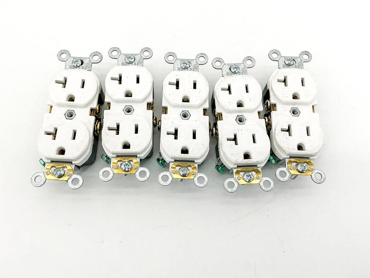 New Lot of 5 Leviton BR20-W Duplex Receptacle 20A 125V