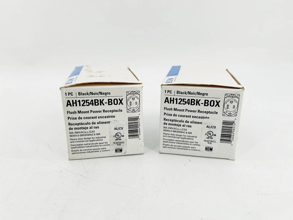 New Lot of 2 Eaton AH1254BK-BOX Flush Mount Power Receptacle