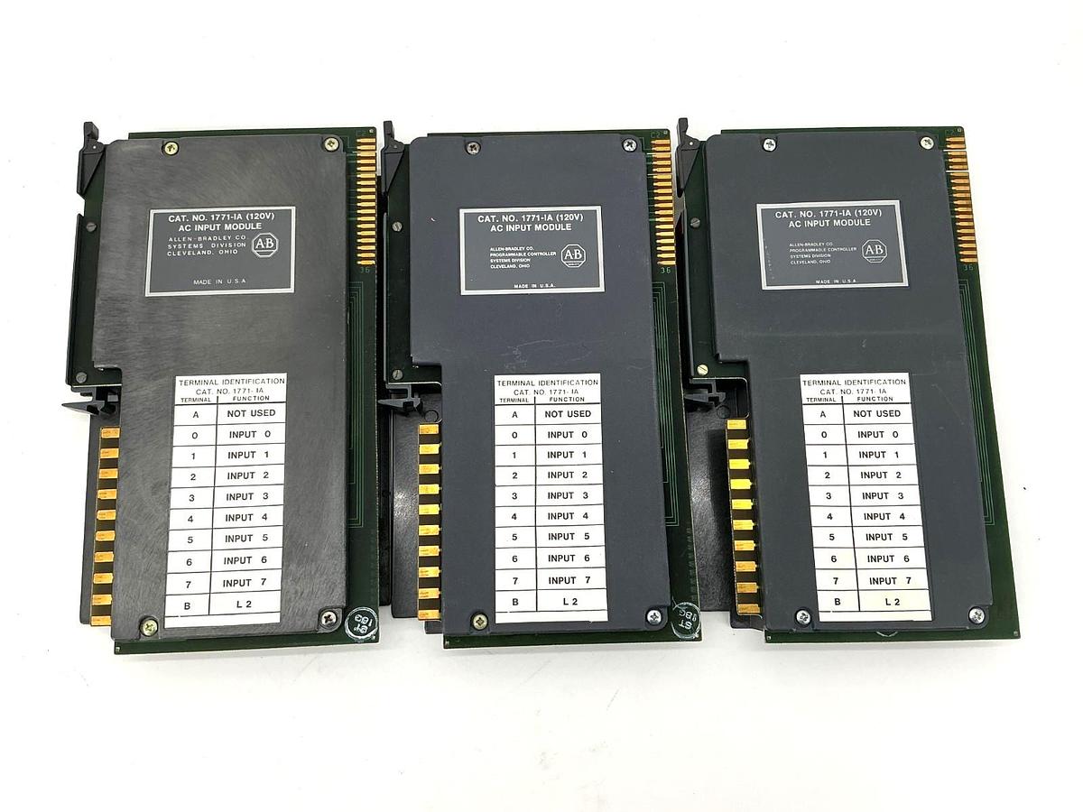 Used Lot of 3 Allen Bradley 1771-IA AC Input Module 8-Point 120VAC 1771IA