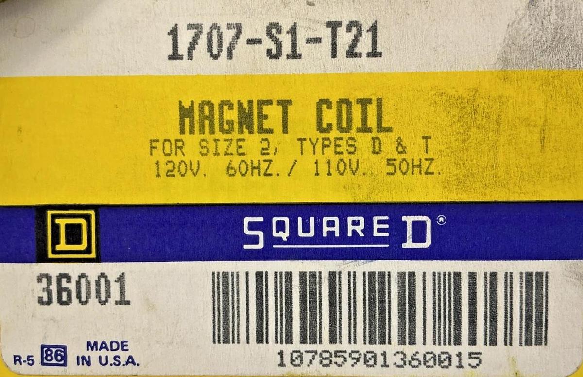 New Square D 1707-S1-T21 Magnet Coil 110/120V 50/60HZ 36001