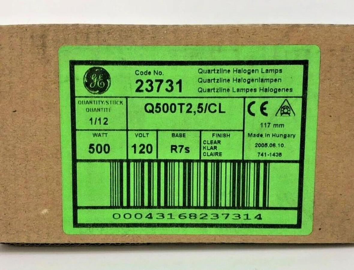Lot of 6 New GE Q500T2,5/CL Halogen Light Bulbs